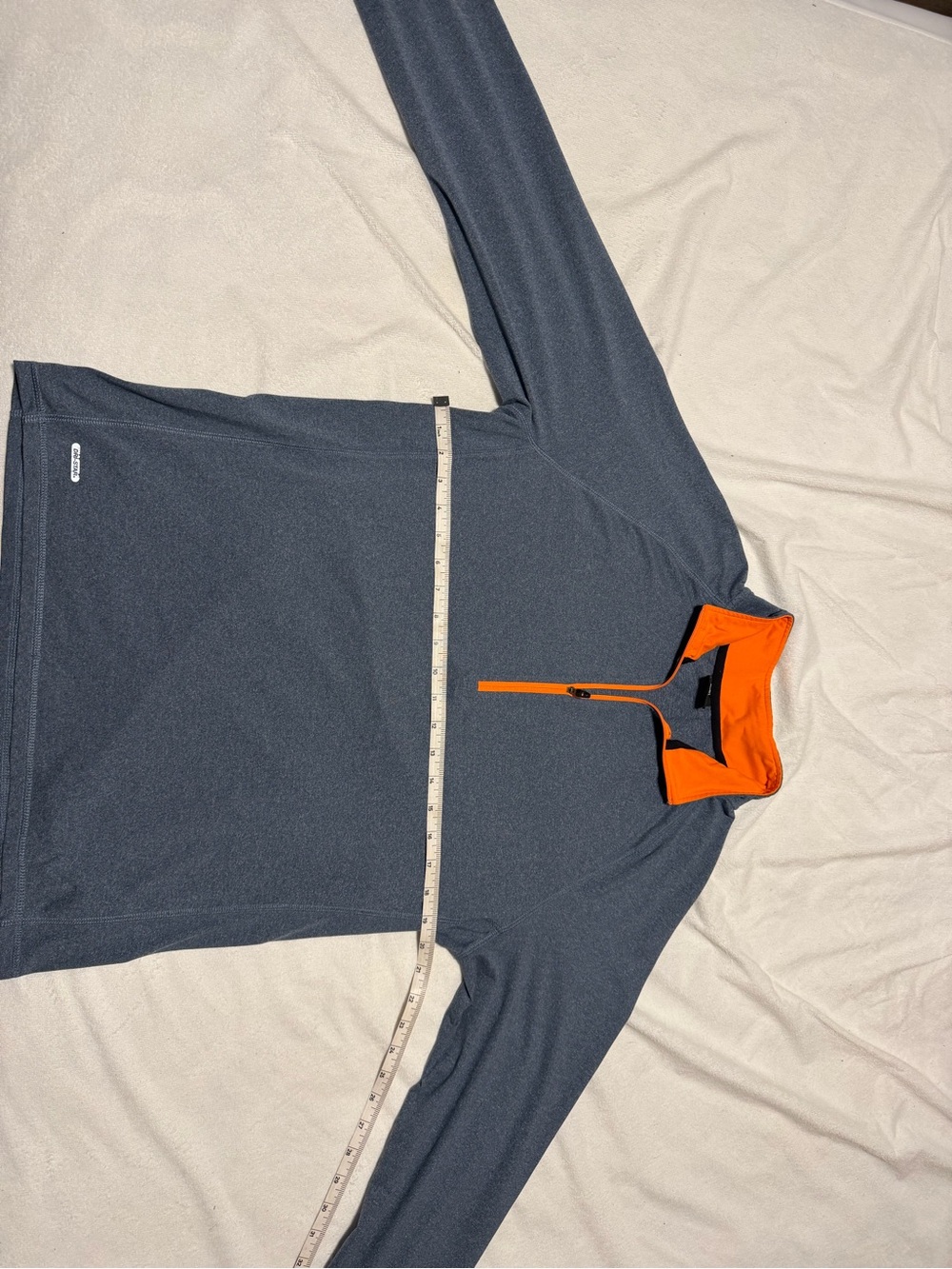 STARTER Men's Dark Gray Quarter-Zip Sweater with Orange Trim